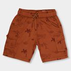 Boys' Rust Orange Printed Elastic Waist Bermuda Shorts, Rust, small image number null