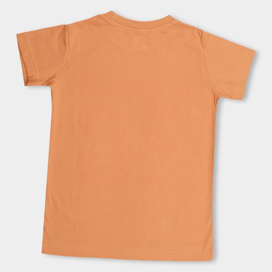 Boys' Vibrant Orange Round Neck Half Sleeve T-Shirt, Orange, large