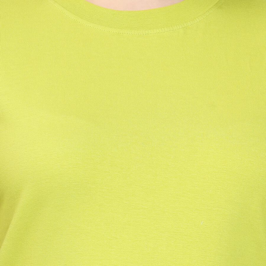 Ladies' 100% Cotton Round Neck T-Shirt, निऑन ग्रीन, large