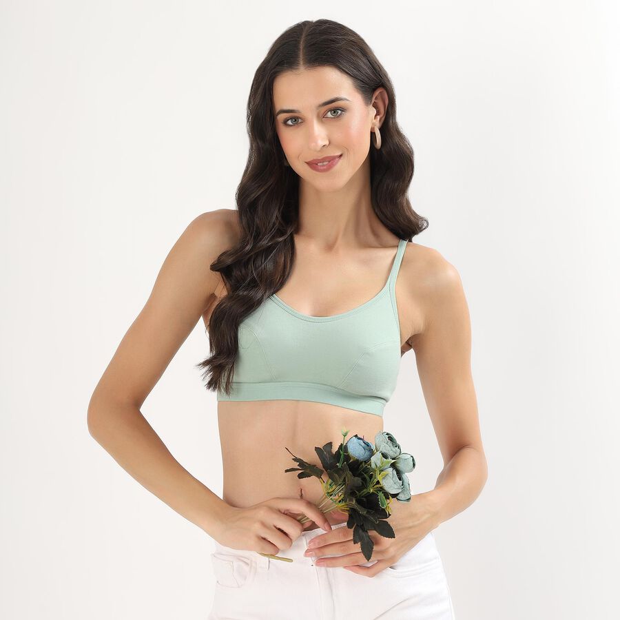 Women's Soft Mint Green Scoop Neck Casual Bra, Light Green, large