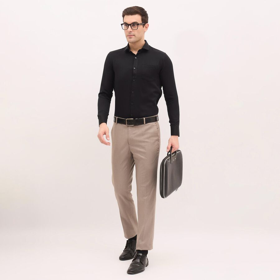 Men's Jet Black Cut Away Collar Formal Shirt, Black, large image number null