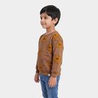 Boys' Beige Round Neck Pullover Sweatshirt, गहरा पीला, small