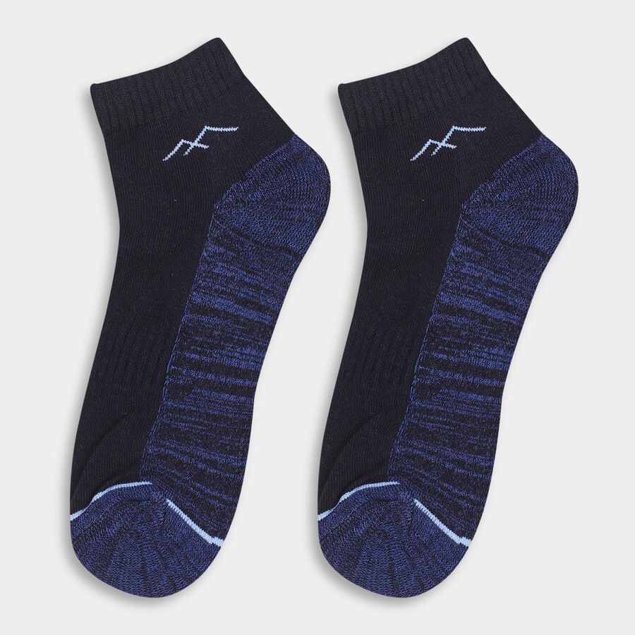 Men's Black and White Ankle Socks with Contrast Design, नेवी ब्लू, large image number null