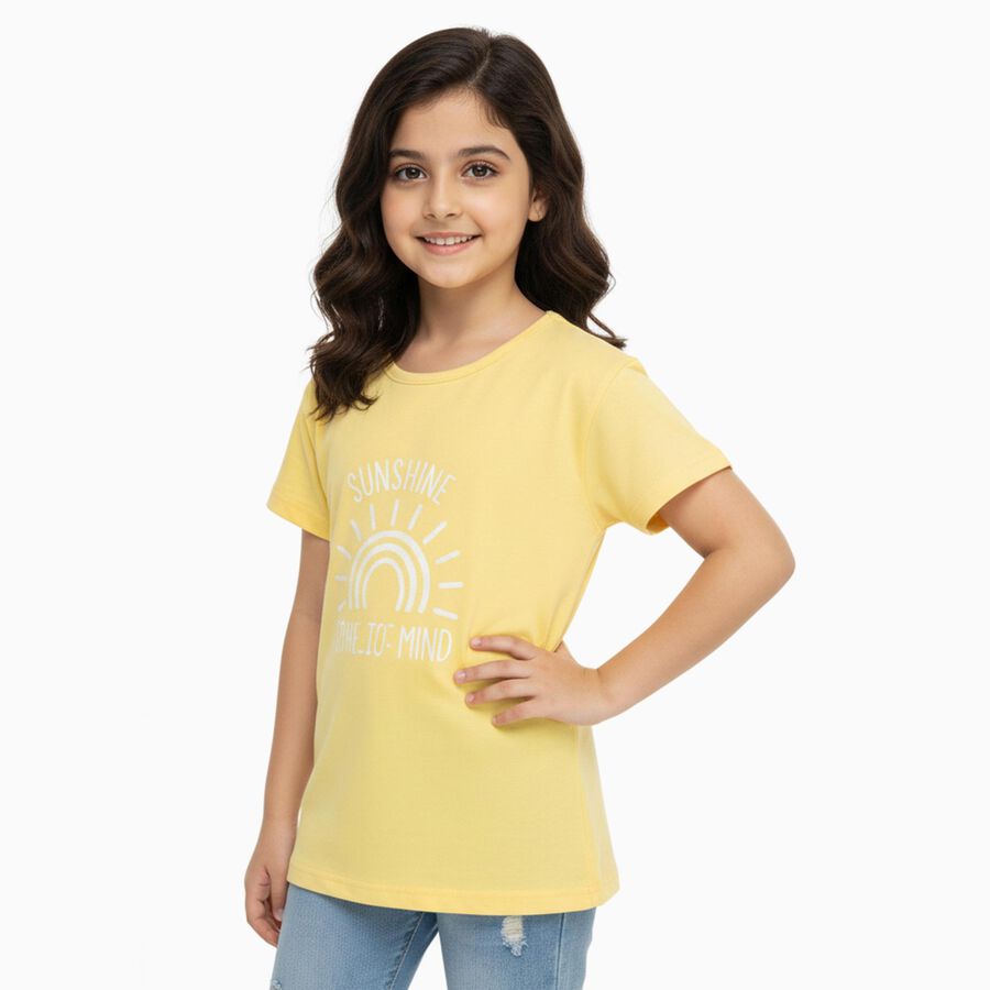Girls' T-Shirt, पीला, large image number null