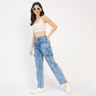 Ladies' 100% Cotton Jeans, Mid Blue, small image number null
