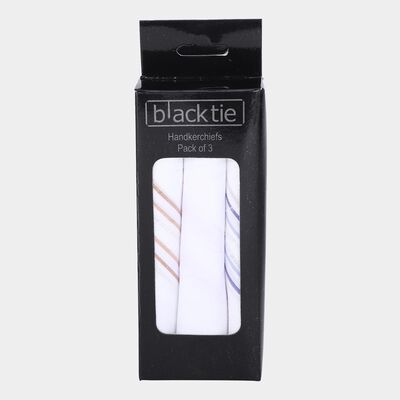 Men's White Striped Pack of 3 Handkerchief