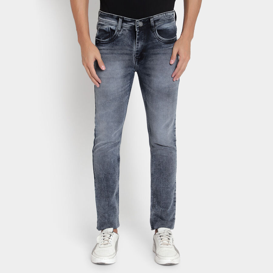 Overdyed 5 Pocket Slim Jeans, Dark Blue, large image number null