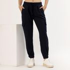 Women's Deep Navy Blue Relaxed Fit Cargo Track Pants, नेवी ब्लू, small image number null