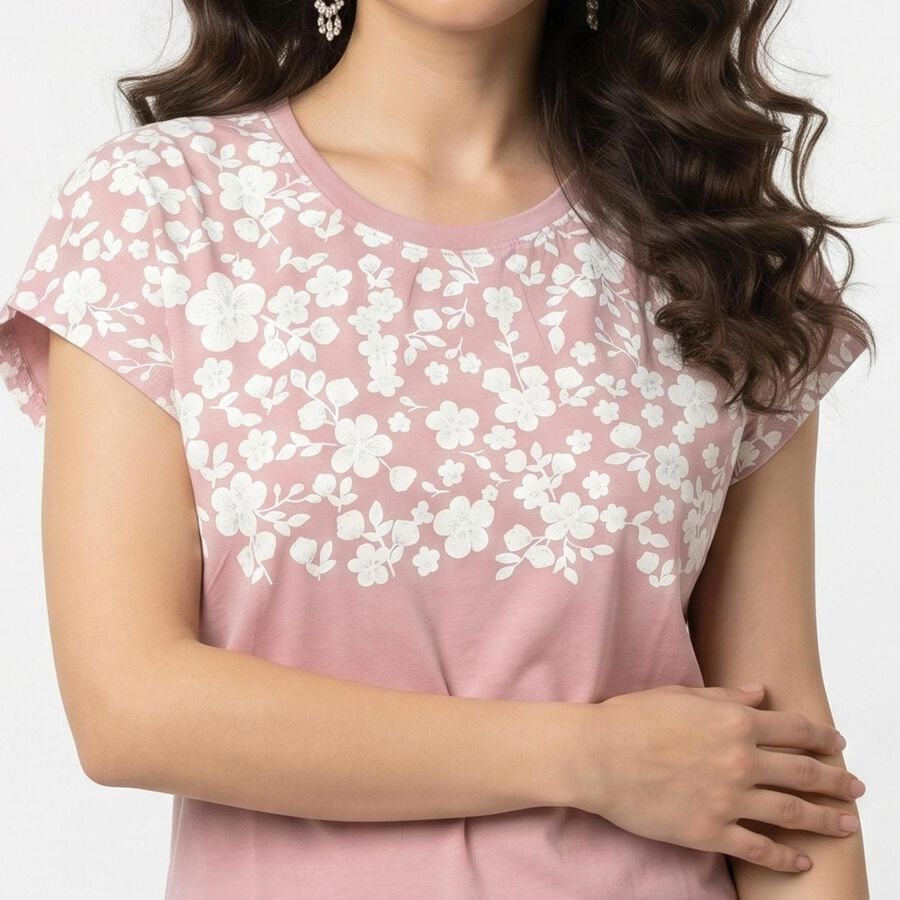 Women's Lilac Round Neck Regular T-Shirt, Lilac, large