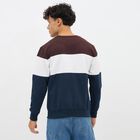 Men's Maroon, White, and Navy Blue Crew Neck Casual Sweatshirt, Navy Blue, small image number null