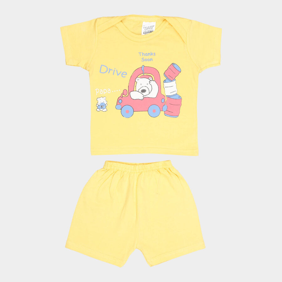 Infants Cotton Round Neck Baba Suit, Yellow, large image number null