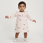 Infants' Soft Pink Cotton Printed Long Sleeve Frock, हल्का गुलाबी, small image number null