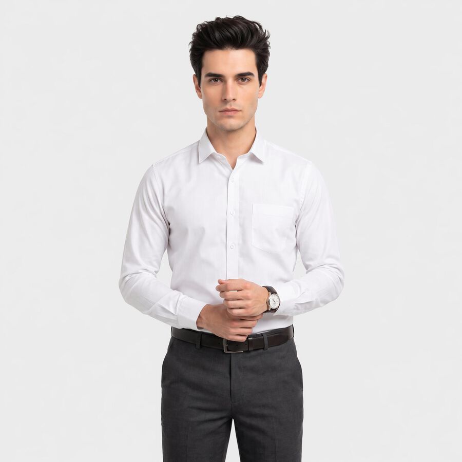 Men's White Formal Shirt, सफ़ेद, large