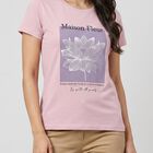 Women's Lilac Cotton Blend Round Neck Regular T-Shirt, Lilac, small