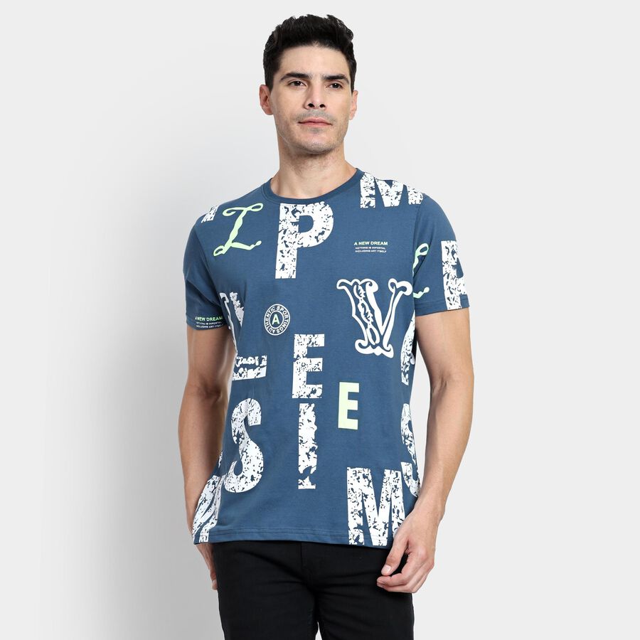 Men's 100% Cotton Round Neck T-Shirt, Dark Blue, large image number null