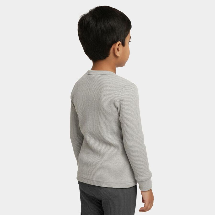 Boys Light Grey Round Neck Thermal, मिश्रित मध्यम ग्रे, large image number null