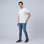 Men's White Cotton Henley Neck Casual T-Shirt, White, small