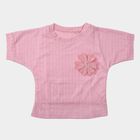 Girls Light Pink Round Neck Casual T-Shirt, Pink, small