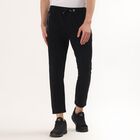 Men's Black Slim Fit Zippered Pockets Track Pants, Black, small