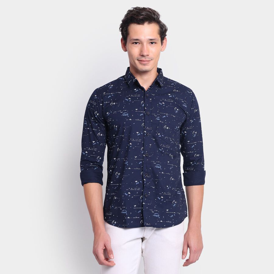 Men's Cotton Casual Shirt, नेवी ब्लू, large image number null