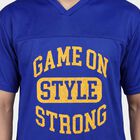 Men's Blue Round Neck Athleisure T-Shirt, Royal Blue, small