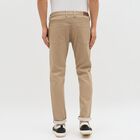 Men's Muted Beige Slim Fit Flat-Front Casual Trousers, खाकी, small image number null