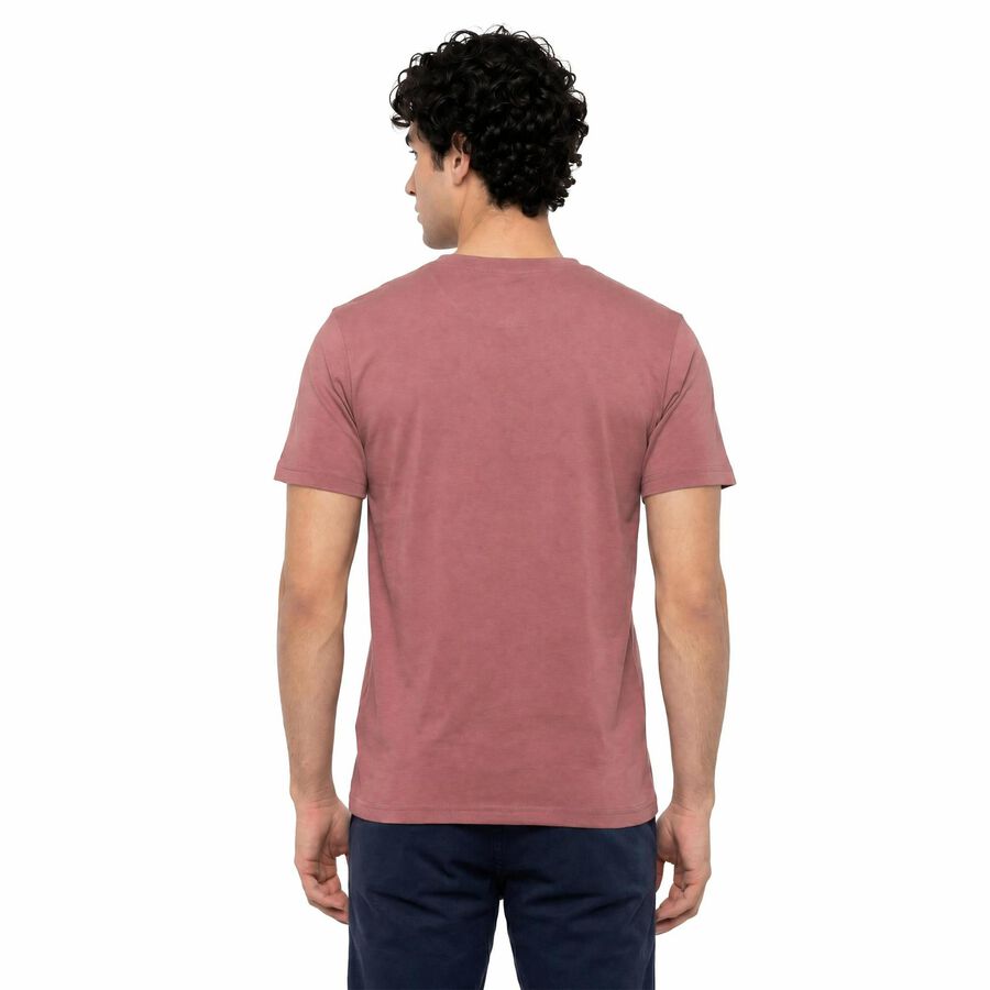 Men Pink Round Neck Regular T-Shirt, Pink, large