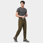 Men's Olive Green Slim Fit Jogger Casual Trousers, ओलिव, small
