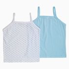 Girls' Soft Sky Blue and White Cotton Square Neck Sleeveless Vest, आइस ब्लू, small image number null