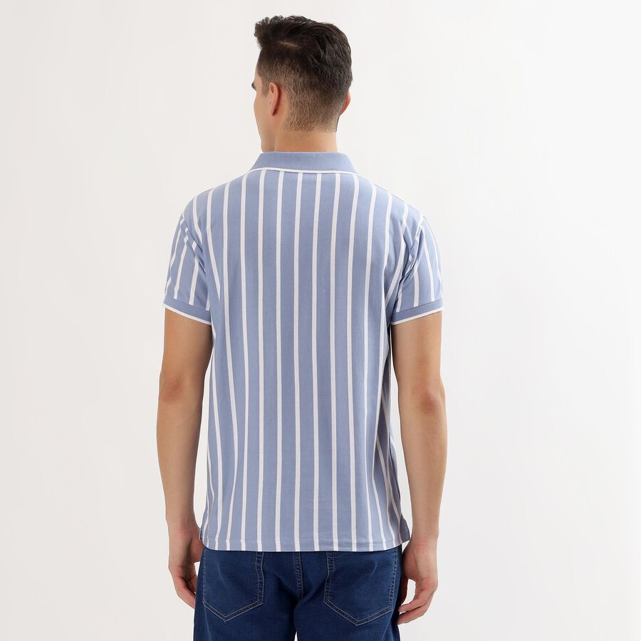 Men's Light Blue Polo Neck Casual T-Shirt, Light Blue, large image number null