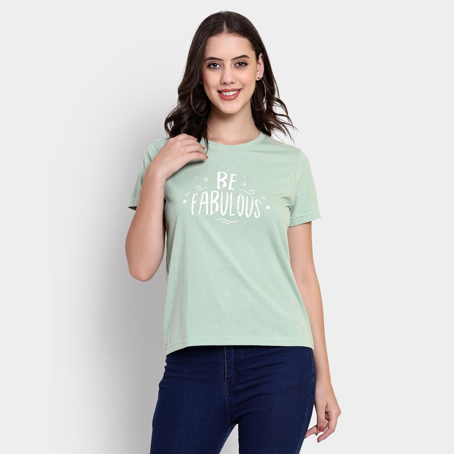 Ladies' Round Neck T-Shirt , हल्का हरा, large image number null