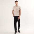 Men's White Cotton Polo Neck Geometric Printed T-Shirt, White, small