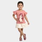 Girls Pink Cotton Round Neck Regular T-Shirt, हल्का गुलाबी, small