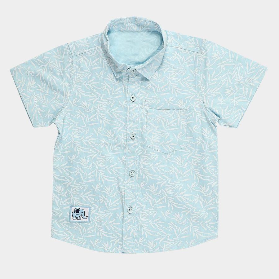 Infants Light Blue Cotton Half Sleeve Classic Casual Shirt, Light Blue, large