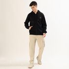 Men's Jet Black Hooded Casual Sweatshirt, Black, small image number null