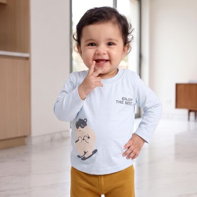 Infants Light Blue Cotton Round Neck Regular T-Shirt