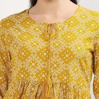 Women's Yellow Round Neck Geometric Printed Kurti, पीला, small image number null