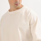 Men's Rich Eggshell White Crew Neck Casual Sweatshirt, Off White, small image number null