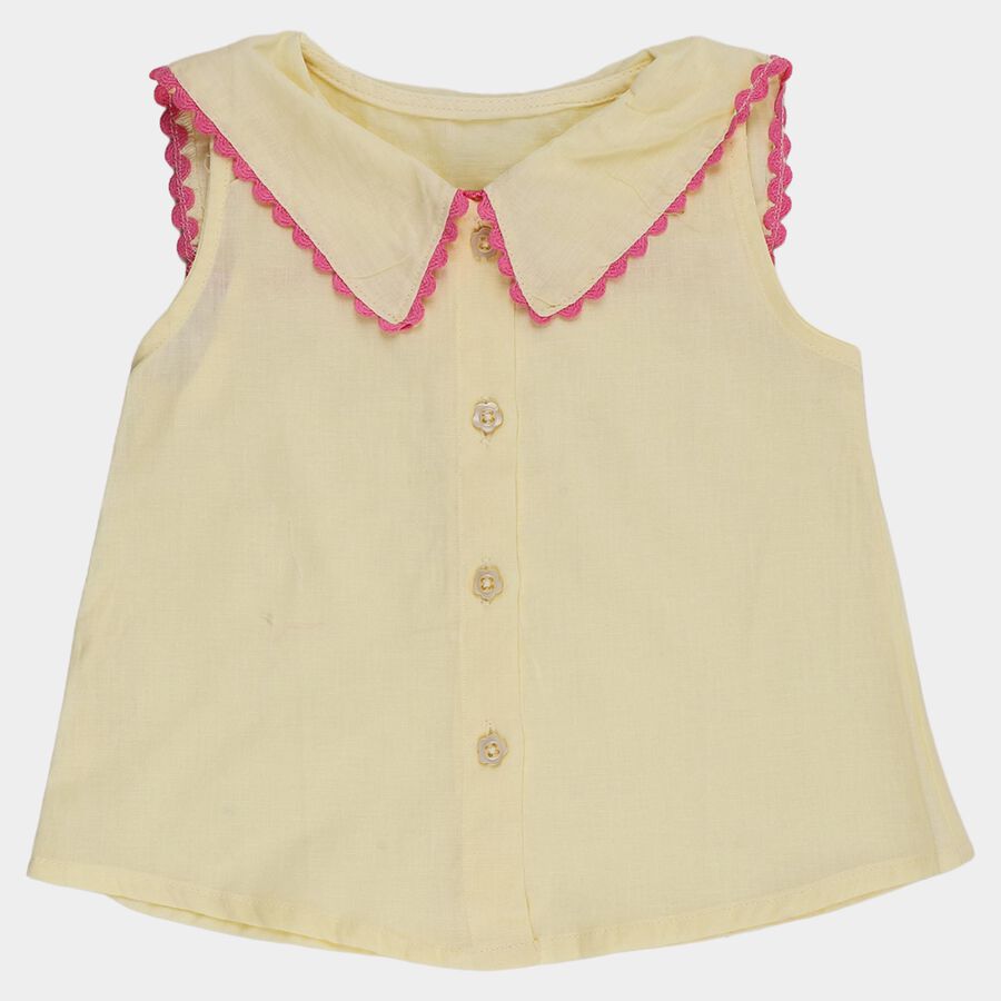 Infants Yellow Cotton Half Sleeve Spread Collar Casual Shirt, पीला, large