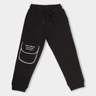 Boys' Jet Black Cotton Blend Motivational Text Pyjama, काला, small image number null