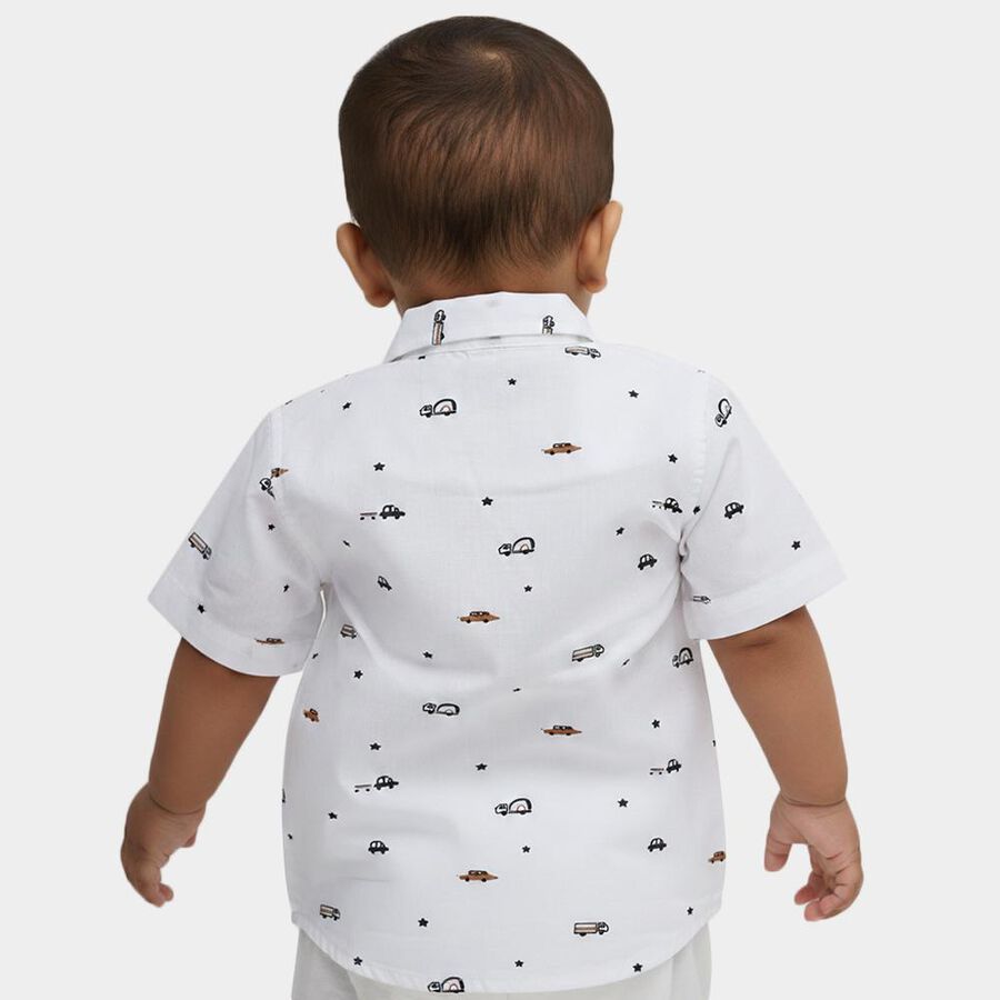 Infants' White Cotton Half Sleeve Classic Collar Classic Shirt, White, large
