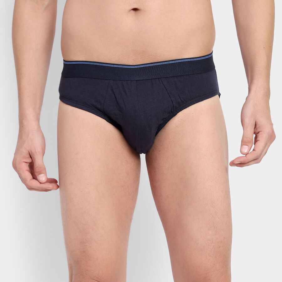 Men's 100% Cotton Briefs, Navy Blue, large