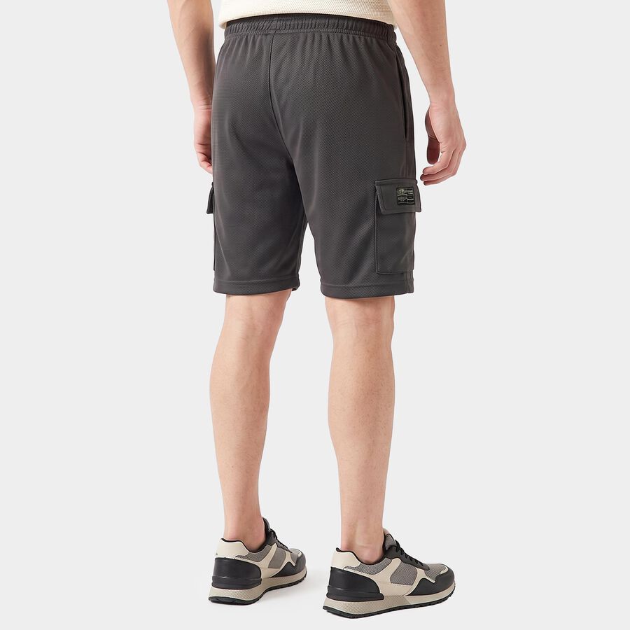 Men's Grey Regular Fit Athletic Bermuda Shorts, गहरा ग्रे, large