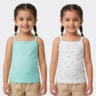 Girls' Aqua Cotton Square Neck Sleeveless Vest, एक्वा, small