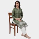 Women's Olive Notch Neck Textured Kurta, ओलिव, small