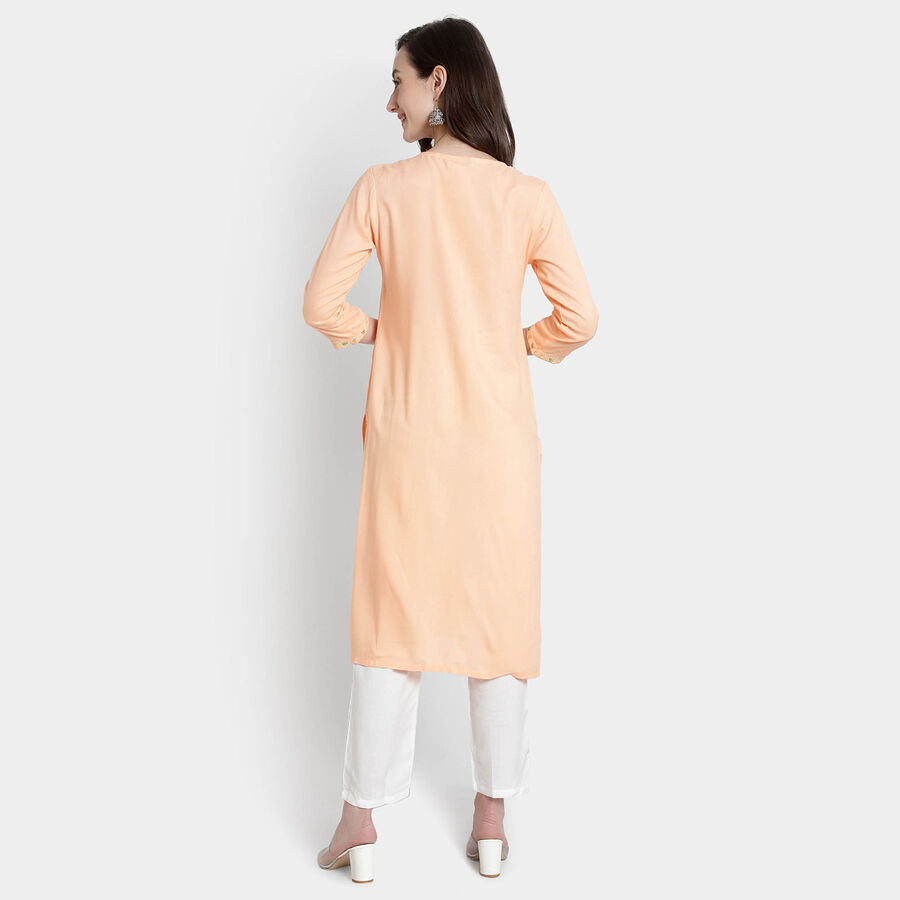 3/4Th Sleeves Flared Kurta, Peach, large image number null