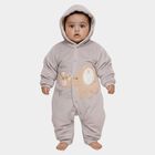 Infants' Light Grey Hooded Elephant Appliqué Baba Suit, हल्का ग्रे, small image number null