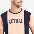Cut & Sew Round Neck T-Shirt, Peach, small image number null