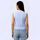 Women's Light Blue Round Neck Casual Top, हल्का नीला, small