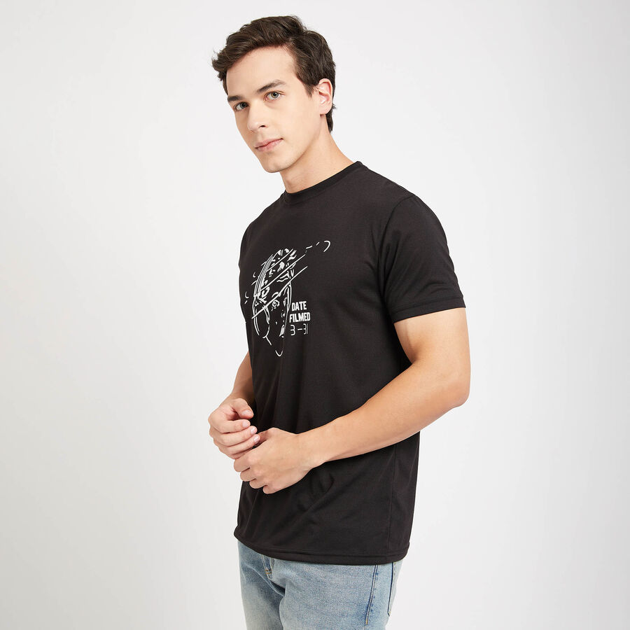 Round Neck T- Shirt, Black, large image number null